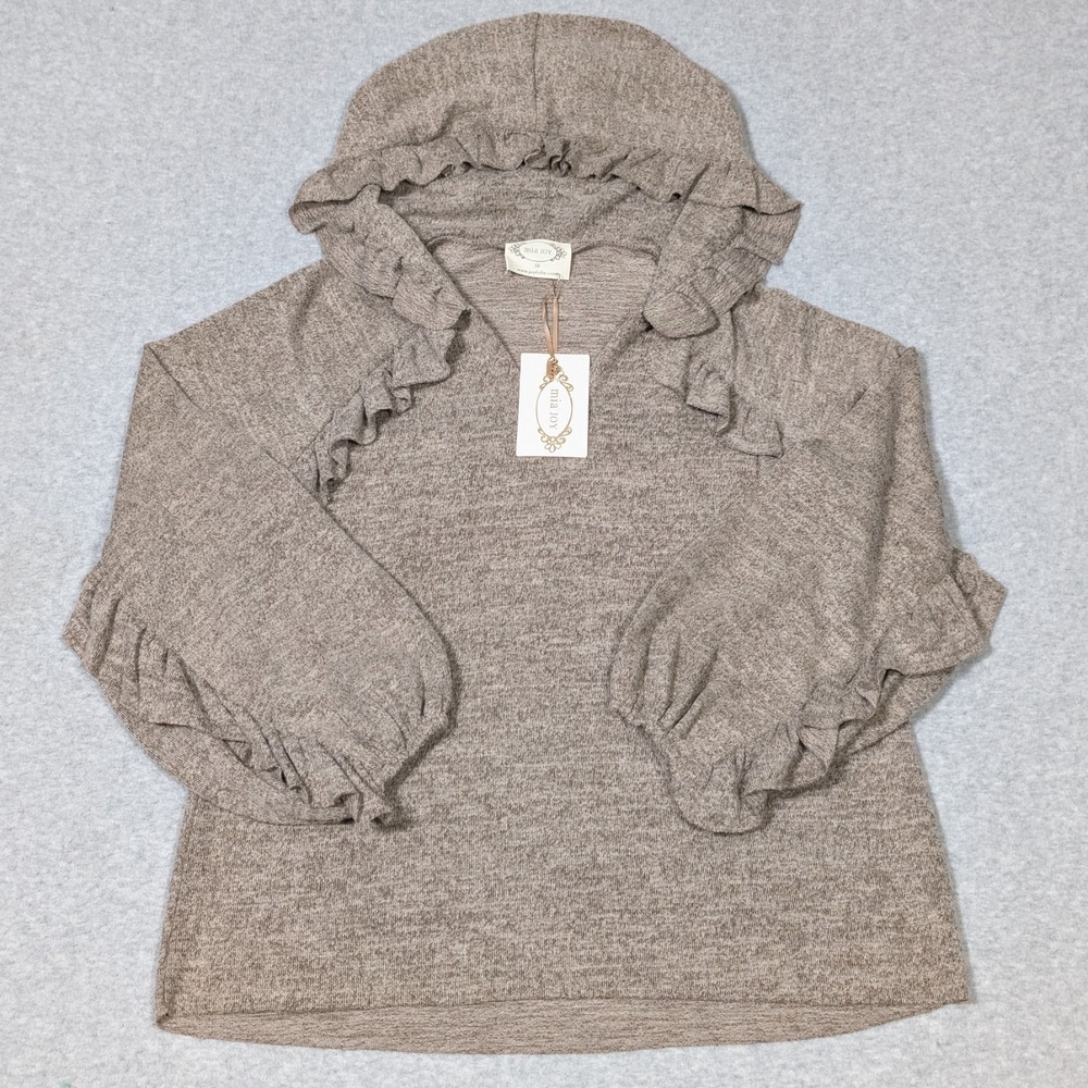 Joyfolie Mia Joy Kenya Hoodie Girls Size 10 Taupe Heather Pullover New